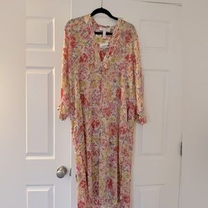 Oscar de la Renta pink floral kaftan robe or coverup